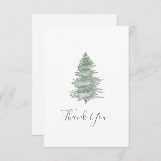 Hand Drawn Evergreen Tree Bedankkaart (Voorkant / Achterkant)