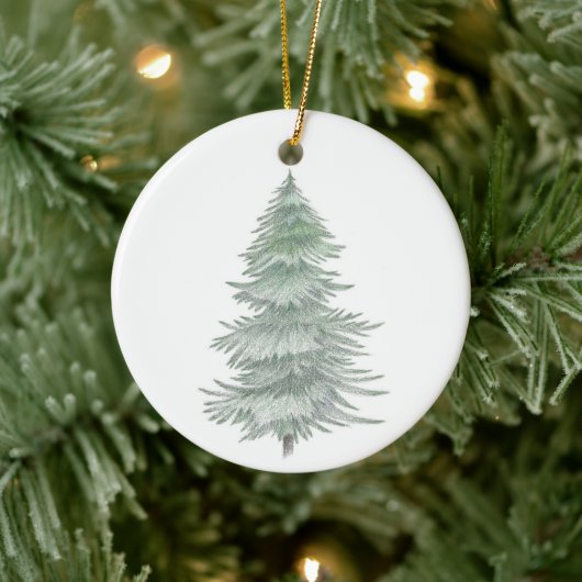 Hand Drawn Evergreen Tree Keramisch Ornament (Boom)