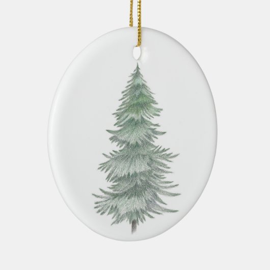 Hand Drawn Evergreen Tree Keramisch Ornament (Rechts)