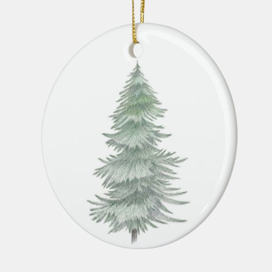 Hand Drawn Evergreen Tree Keramisch Ornament (Links)