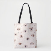 Hand Drawn Eyes Mystical Seamless Pattern. Evil Ey Tote Bag (Voorkant)