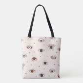 Hand Drawn Eyes Mystical Seamless Pattern. Evil Ey Tote Bag (Achterkant)