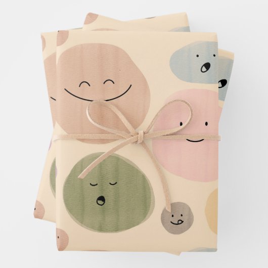 Hand-drawn Facial Expressions Seamless Pattern Inpakpapier Vel (In situ)