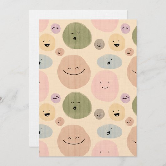 Hand-drawn Facial Expressions Seamless Pattern Kaart (Voorkant / Achterkant)