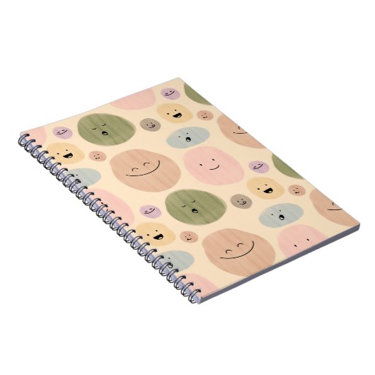 Hand-drawn Facial Expressions Seamless Pattern Notitieboek (Rechterzijde)