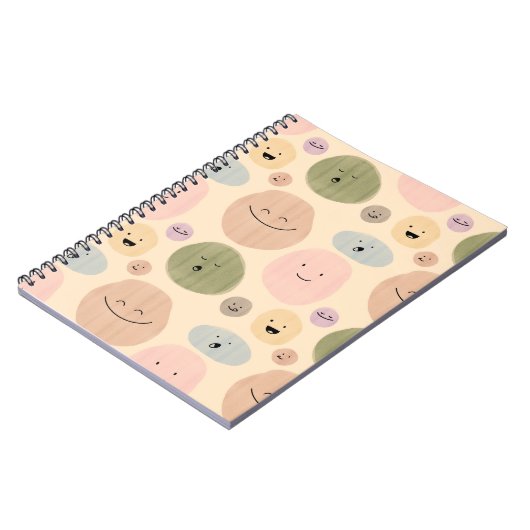 Hand-drawn Facial Expressions Seamless Pattern Notitieboek (Linkerzijde)