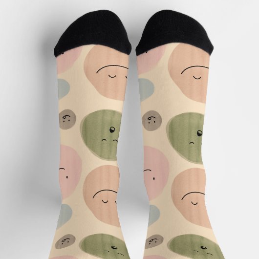 Hand-drawn Facial Expressions Seamless Pattern Sokken (Top)