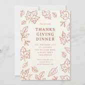Hand-Drawn Fall Leaves Thanksgiving Dinner Kaart (Voorkant)