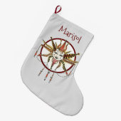 Hand Drawn Fancy Boho Sun Personalized Grote Kerstsok (Voorkant (Hangend))