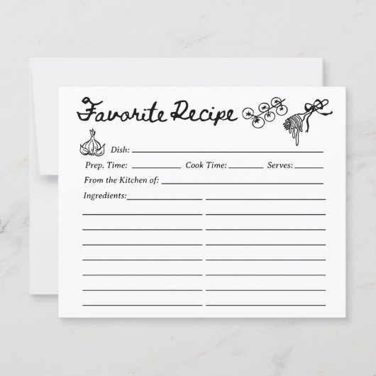 Hand Drawn Favorite Recipe Card (Voorkant)