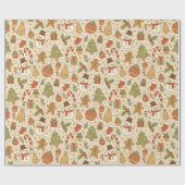 Hand Drawn Festive Christmas Wrapping Paper Roll Cadeaupapier (Vlak)