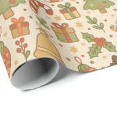 Hand Drawn Festive Christmas Wrapping Paper Roll Cadeaupapier (Rol Hoek)