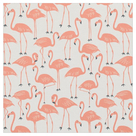 Hand-Drawn Flamingo | Tropical Sewing & Quilting Stof (Close Up)