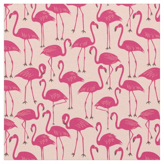 Hand-Drawn Flamingo | Tropical Sewing & Quilting Stof (Close Up)