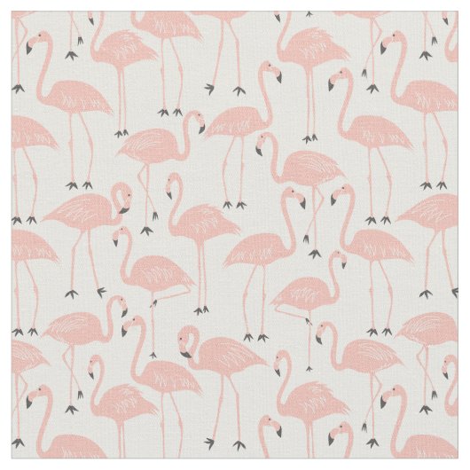 Hand-Drawn Flamingo | Tropical Sewing & Quilting Stof (Close Up)