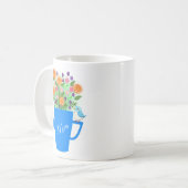 Hand-drawn Floral Bird Art Mothers Day gift Koffiemok (Voorkant links)