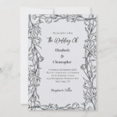 Hand Drawn Floral Botanical Elegant Wedding Kaart (Voorkant)