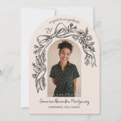 Hand Drawn Floral Bow Arch Photo Graduation Party Kaart (Voorkant)