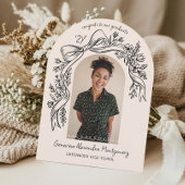 Hand Drawn Floral Bow Arch Photo Graduation Party Kaart