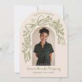 Hand Drawn Floral Bow Arch Photo Graduation Party Kaart (Voorkant)