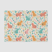 Hand Drawn Floral Capybara Tissue Paper Tissuepapier (Voorkant)