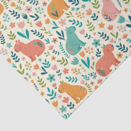 Hand Drawn Floral Capybara Tissue Paper Tissuepapier