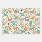 Hand Drawn Floral Capybara Wrapping Paper Sheets (Voorkant)