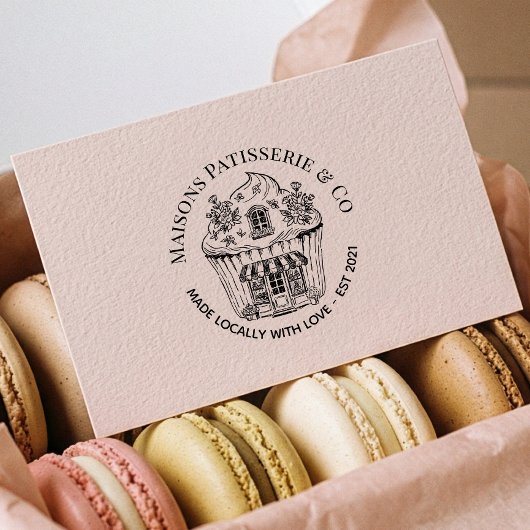 Hand Drawn Floral Cupcake Shop Bakery Business  Rubberstempel