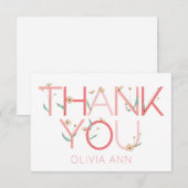 Hand Drawn Floral Flat Dank je Bedankkaart (Voorkant / Achterkant)