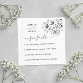 Hand Drawn Floral Fun Facts Wedding Napkins Servet