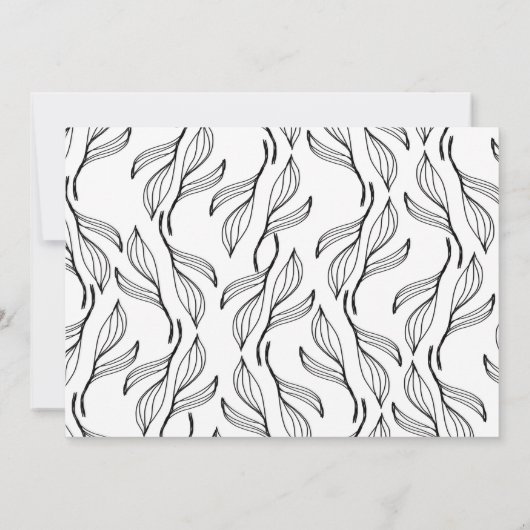 Hand Drawn Floral Greenery White Leaf Wedding Kaart (Achterkant)