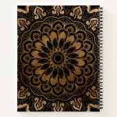 Hand Drawn Floral Mandala Faux Gold op Black Notitieboek (Achterkant)