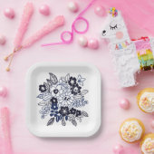Hand Drawn Floral Motif Papieren Bordje (Feest)