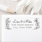 Hand Drawn Floral Names Wedding Return Address Etiket (Insitu)