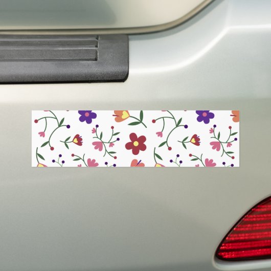 Hand-Drawn Floral Pattern Bumpersticker (Op auto)