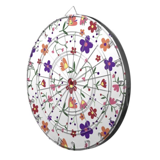 Hand-Drawn Floral Pattern Dartbord (Voorkant Rechts)