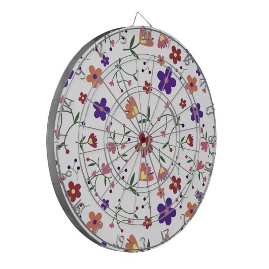 Hand-Drawn Floral Pattern Dartbord (Voorkant Links)