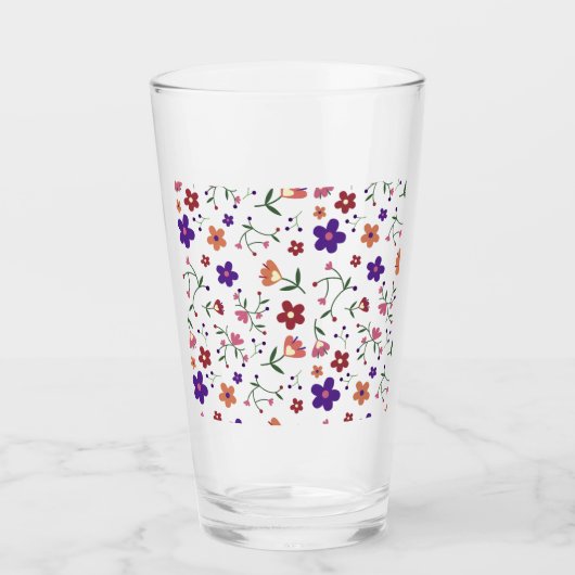 Hand-Drawn Floral Pattern Glas (Voorkant)