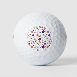 Hand-Drawn Floral Pattern Golfballen