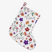 Hand-Drawn Floral Pattern Grote Kerstsok (Voorkant (Hangend))