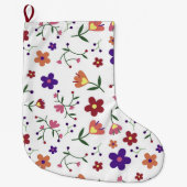 Hand-Drawn Floral Pattern Grote Kerstsok (Voorkant)