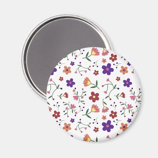 Hand-Drawn Floral Pattern Magneet (Voorkant / Achterkant)