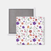 Hand-Drawn Floral Pattern Magneet (Voorkant / Achterkant)