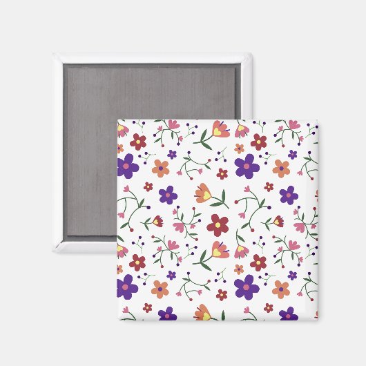 Hand-Drawn Floral Pattern Magneet (Voorkant / Achterkant)