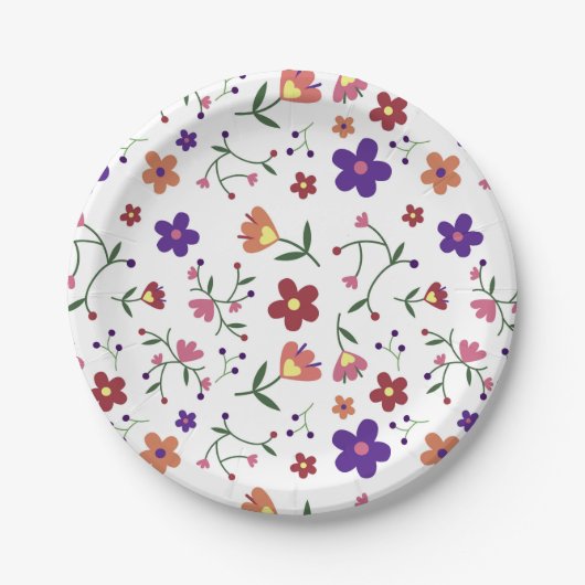 Hand-Drawn Floral Pattern Papieren Bordje (Voorkant)