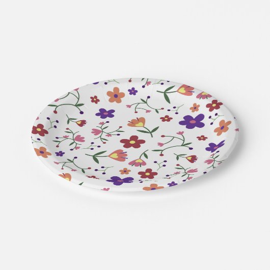 Hand-Drawn Floral Pattern Papieren Bordje (Gekanteld)