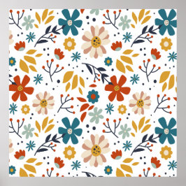 Hand Drawn Floral Pattern Poster