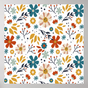 Hand Drawn Floral Pattern Poster