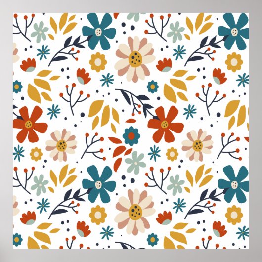 Hand Drawn Floral Pattern Poster (Voorkant)
