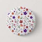 Hand-Drawn Floral Pattern Ronde Button 5,7 Cm (Voorkant)